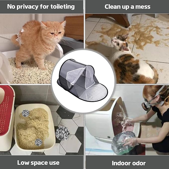 Foldable Cat Litter Box Enclosure - No Assembly Needed All-in-One Privacy Cover for Large Litter Boxes | Spill-Proof Design, Easy to Clean & Collapsible Storage (46"x23"x19")