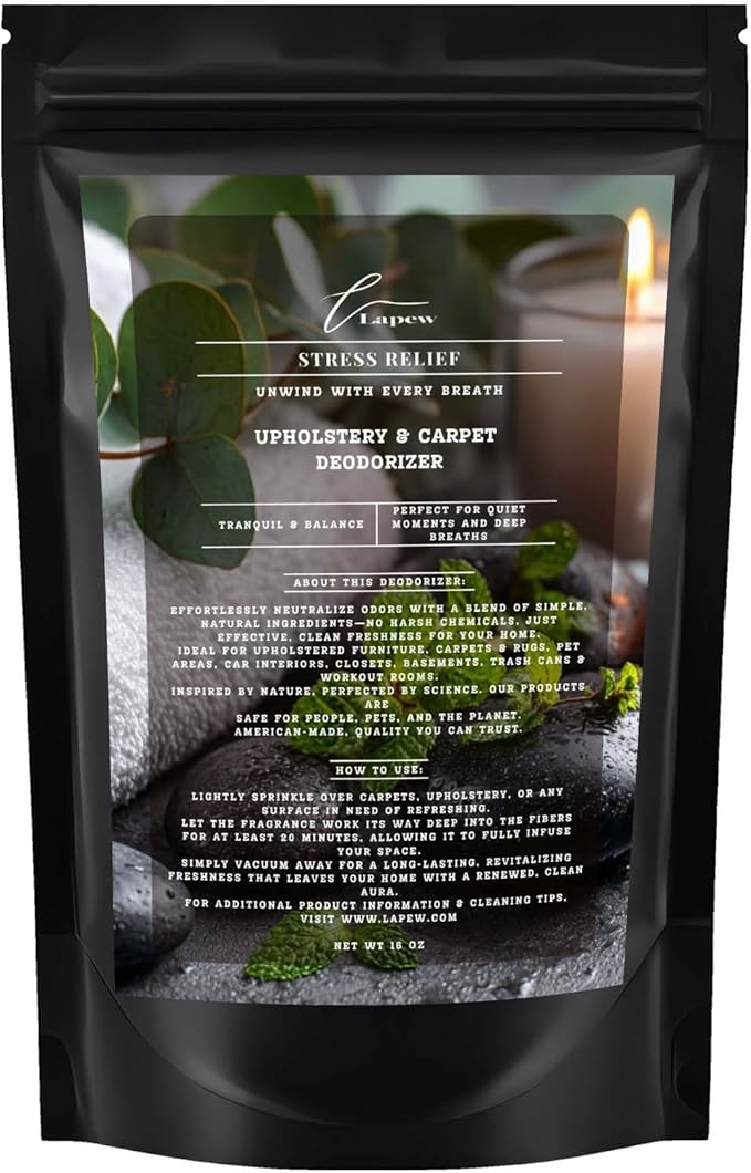 Stress Relief Carpet Freshener Powder: Powerful Odor Eliminator for Home, Upholstery Deodorizer, Carpet Deodorizer, Pet Urine, Cat Litter Box - Stress Relief Fragrance