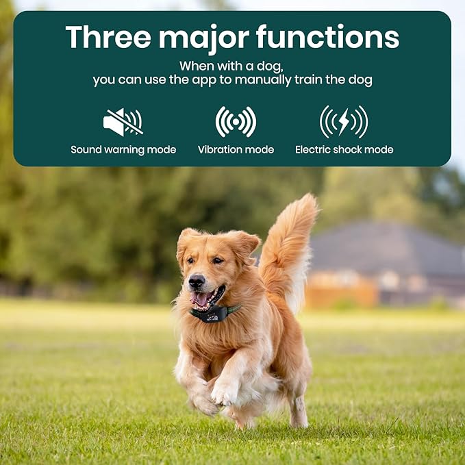 Upgraded GPS Dog Fence & Tracking Collar System - No Subscription Required, Customizable Boundaries via App, Waterproof Rechargeable Collar with Remote Training, 1-Minute Setup Black