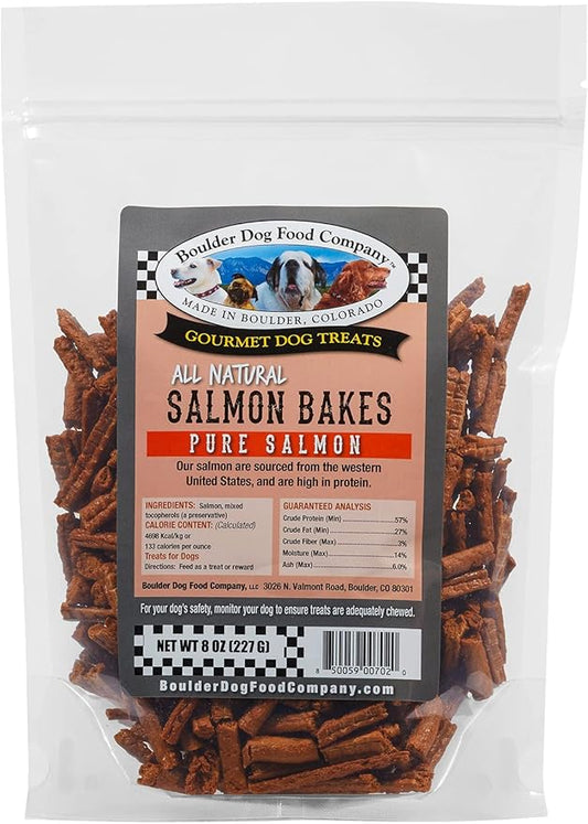Boulder Dog Food Company All Natural Bits Dog Treats - Dog Treats Made in USA Only (Salmon, 8 oz)