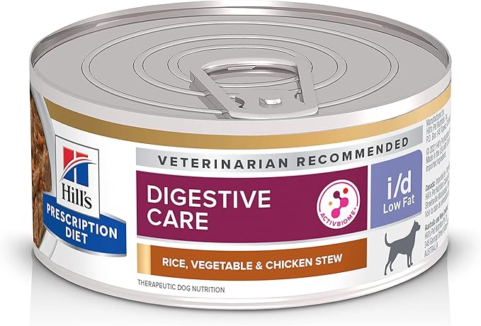 Hill's Prescription Diet i/d Low Fat Digestive Care Rice, Vegetable & Chicken Stew Wet Dog Food, Veterinary Diet, 5.5 oz. Cans, 24-Pack
