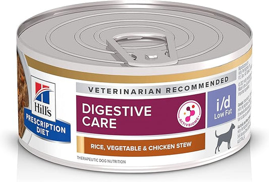 Hill's Prescription Diet i/d Low Fat Digestive Care Rice, Vegetable & Chicken Stew Wet Dog Food, Veterinary Diet, 5.5 oz. Cans, 24-Pack