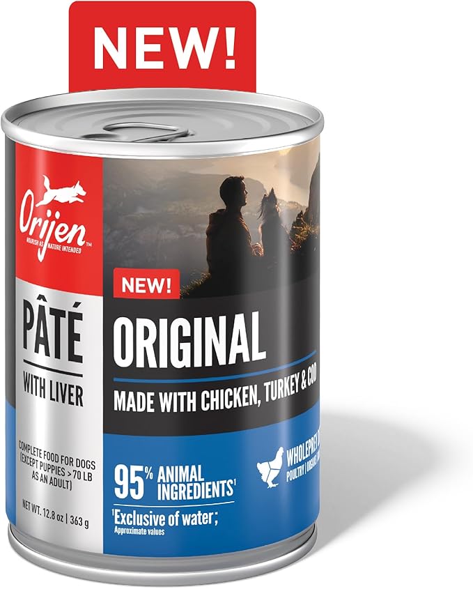ORIJEN Pate Wet Dog Food Original Recipe with Liver 12.8oz Cans (12 Count)