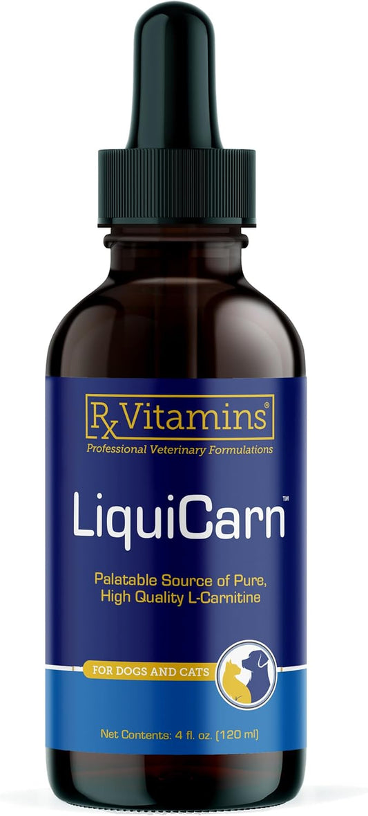Rx Vitamins LiquiCarn - Pure L-Carnitine for Dogs and Cats to Aid in Dog Weight Loss - Provides High Energy and Helps in Metabolism - Supports Heart Health - 4oz (Bacon-Liver Flavor)