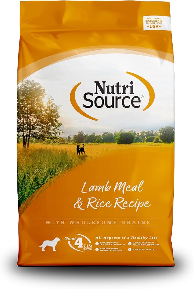 NutriSource Adult Dry Dog Food, Lamb Meal and Rice, 12LB