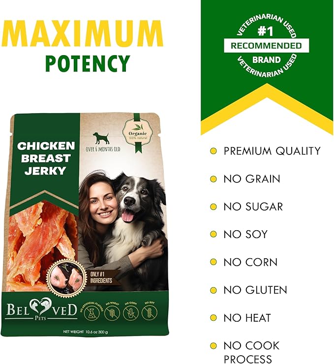 Beloved Pets Chicken Jerky Dog Treats 11 OZ - All Natural and Healthy Snacks for Large & Small Dogs - Grain Free and High Protein Meat - Human Grade Pet Chews