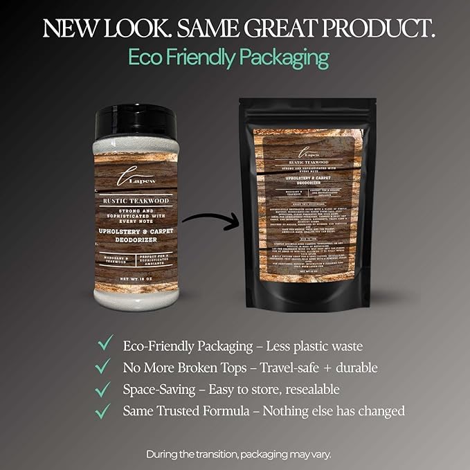 Rustic Teakwood Carpet Freshener Powder: Powerful Odor Eliminator for Home, Upholstery Deodorizer, Carpet Deodorizer, Pet Urine, Cat Litter Deodorizer - Mahogany Teakwood Fragrance