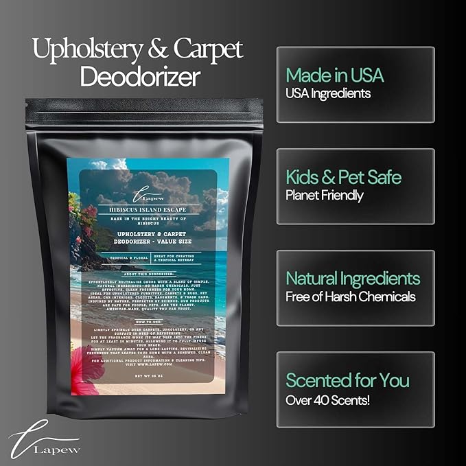 Hibiscus Island Escape Carpet Freshener Powder Refill 36 oz | Powerful Odor Eliminator for Home | Upholstery Deodorizer | Carpet Deodorizer | Pet Urine | Cat Litter Box