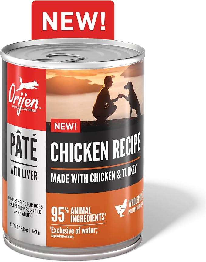 ORIJEN Pate Wet Dog Food Chicken Recipe with Liver 12.8oz Cans (12 Count)