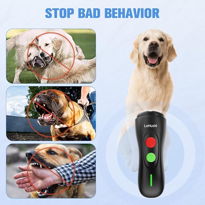 Anti Barking Device Rechargeable Ultrasonic Dog Bark Deterrent Stops Bad Behavior Up to 50 Ft Effective Control Range Safe Humane for Indoor Outdoor Use Black