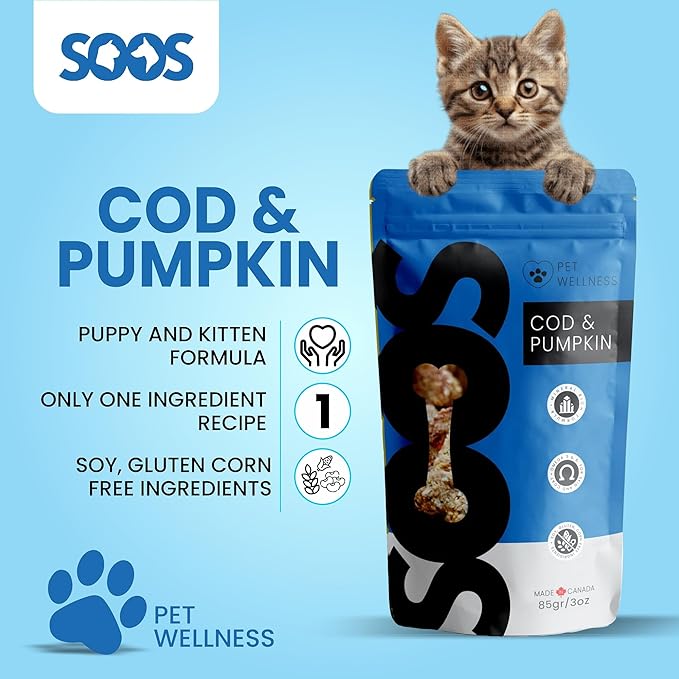 SOOS Cat and Dog Treats (3OZ, Cod & Pumpkin)