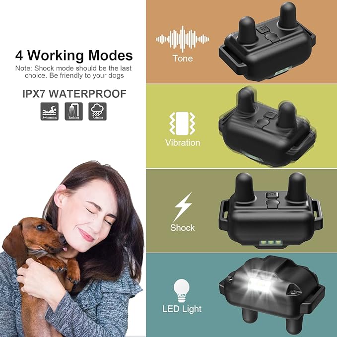 Electric Dog Training Collar with Remote 1640FT, E-Shock, Safe Training Modes, Rechargeable IP67 Waterproof Collars for 1 Dog (Black)