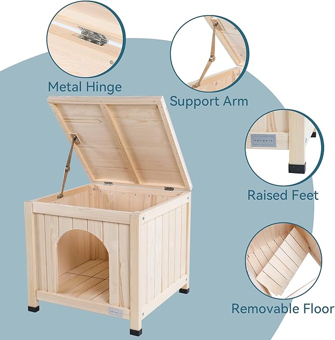 Petsfit Indoor Dog House, Cat Litter Box Enclosure Furniture with Elevated and Ventilate Floor for Small Dogs and Cats