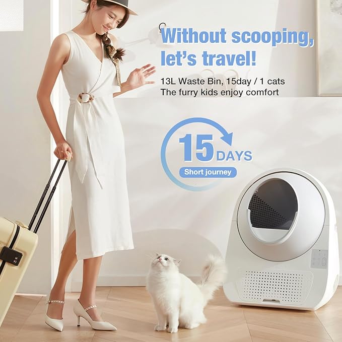 CATLINK Self Cleaning Automatic Litter Box for Cats - Hands-Free Cleanup with App Control, Double Odor Removal - Extra Large Size for 3.3~22lbs Cats - Smart Robot Cat Litter Box (Upgrade)