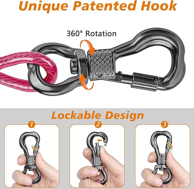 XiaZ Dog Tie Out Cable, 30ft Dog Lead for Yard, Heavy Duty Chain Line Outside for Small Medium Large Dogs Up to 250 lbs, Outdoor Dogs Runner Tether