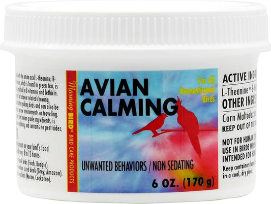 Morning Bird Mood Food (Avian Calming Formula), Non-Sedating Anxiety & Stress Relief Powder for Nervous Birds or Unwanted Behaviors, 6 oz