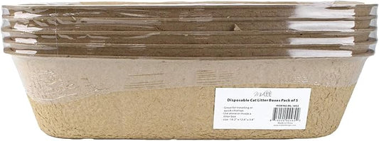 Midlee Disposable Cat Litter Boxes Pack of 5- Travel Portable Pet Tray Liner Pan