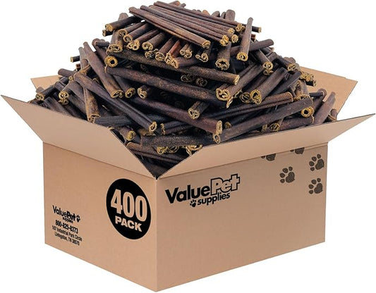 ValueBull Collagen Sticks for Small Dogs, 6 Inch Thin Chews, Natural Dog Treats, 400 Count Wholesale Pack - Supports Joints, Skin & Coat with Chondroitin & Glucosamine