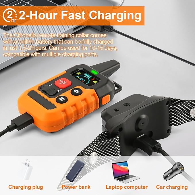 Citronella Training Collar for Dogs [2*Citronella Collar, No Automatic] with Beep/Vibration/Spray 4 Mode & 6 Adjustable Sensitivities Dog Training Collar, IPX7 Waterproof Bark Collars for S/M/L Dogs