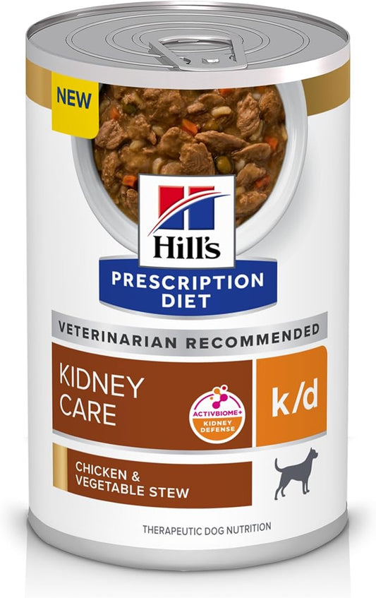 Hill's Prescription Diet k/d Kidney Care Chicken & Vegetable Stew Wet Dog Food, Veterinary Diet, 12.5 oz. Cans, 12-Pack