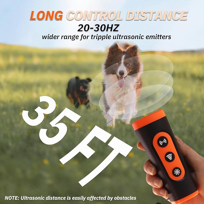 Dog Bark Deterrent Devices - Ultrasonic Anti Barking Device for Dogs, 2025 Upgraded 3 in 1 Dog Bark Deterrent, Rechargeable Sonic Trainer to Correct Dog's Bad Behavior for Outdoors Indoor Safely