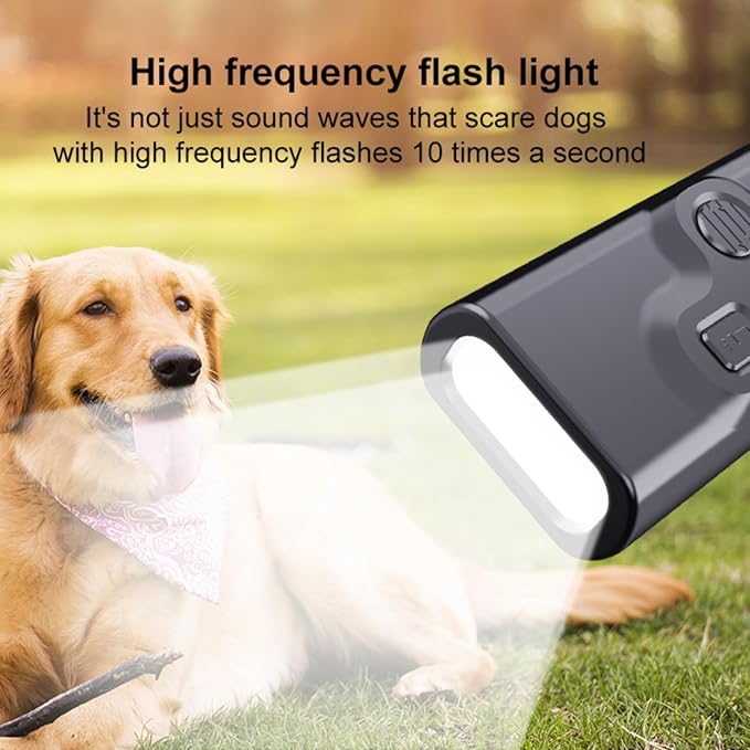 Ultrasonic Dog Bark Deterrent Device with LED Flashlight & Rechargeable Battery, 20ft Range Anti Barking Control for Indoor/Outdoor Use, Safe Alternative to Shock Collars（Classic Model）