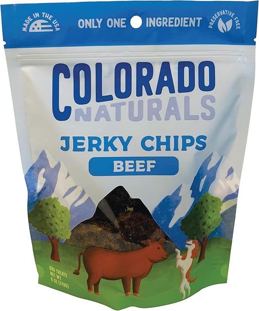 Beef Jerky Chips Dog Treats, 6 oz – All-Natural, Made in USA, No Fillers or Preservatives – Great for Muscle Development