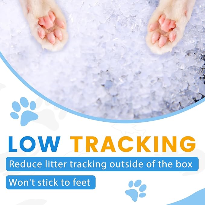 NEWORD Crystals Cat Litter Superior Odor Control 14 lbs Total (2 Pack of 7lb Bags) Soft-On-Paws Low Tracking Dust-Free White Silica Gel, Unscented