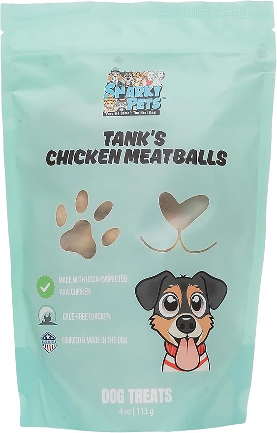 Tank’s Freeze Dried Chicken Meatballs – Cage-Free Chicken, Single-Source Protein, Grain-Free, No Preservatives or Byproducts – Natural Dog Treats for All Breeds – 4 oz Pouch