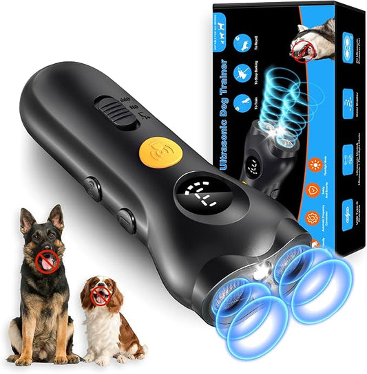 Dog Bark Deterrent Device – Rechargeable Anti-Barking & Training Device for Dogs, 50ft Ultrasonic Control, Stops Barking with One Button, Corrects Behavior in Small & Large Dogs