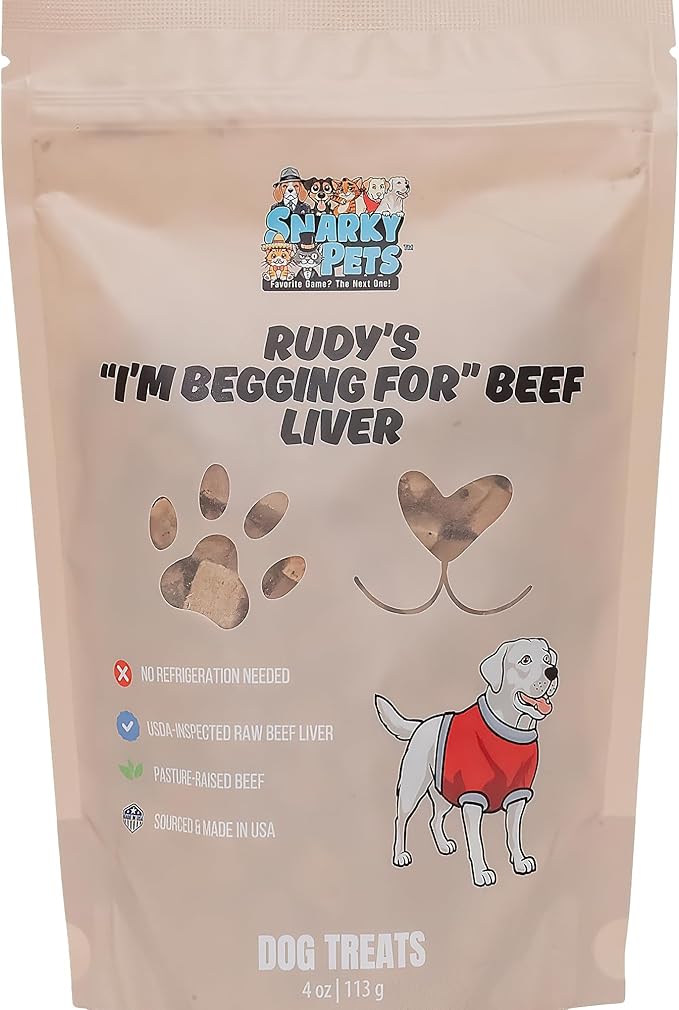 Rudy’s “I’m Begging for” Freeze-Dried Beef Liver – 100% Single-Ingredient USDA Beef Liver, Grain-Free, No Preservatives or Fillers – Natural Dog Treats for Training & Rewards – 4 oz
