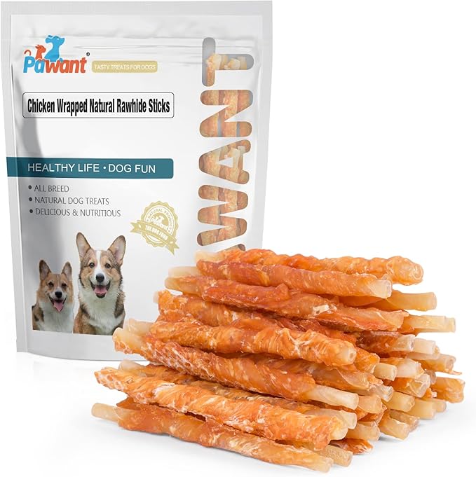 Chicken Wrapped Rawhides for Dogs Treats Puppy Training Snacks Sticks Dog Rawhide Chews All Natural Dog Treats 0.5lb
