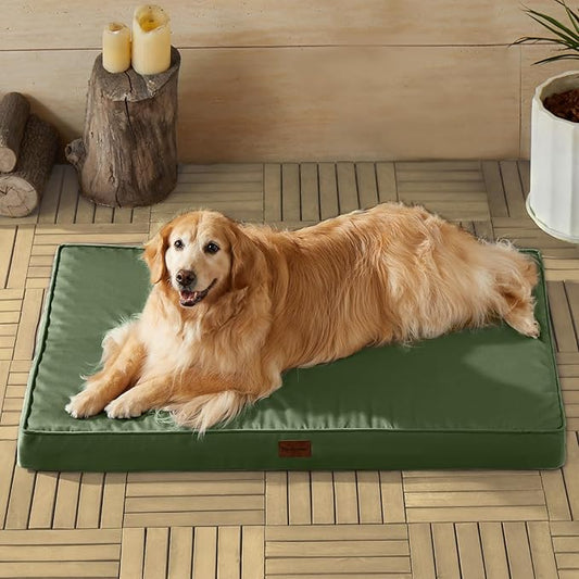 BFPETHOME Outdoor Dog Beds for Large Dogs, Waterproof Dog Bed for Medium, Large, Extra Large Dogs, Orthopedic Pet Bed with Removable Washable Cover, Egg Crate Foam Pet Bed Ma