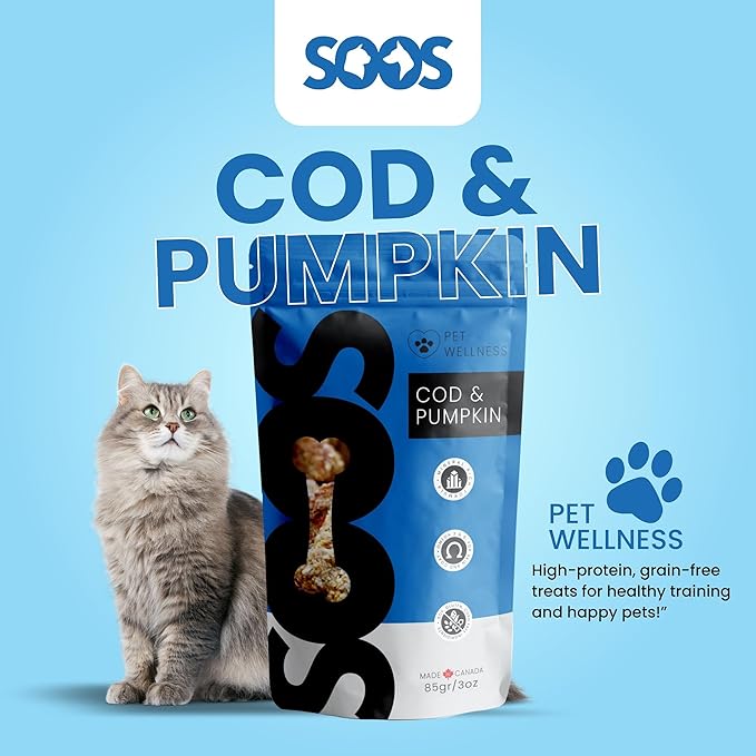 SOOS Cat and Dog Treats (3OZ, Cod & Pumpkin)