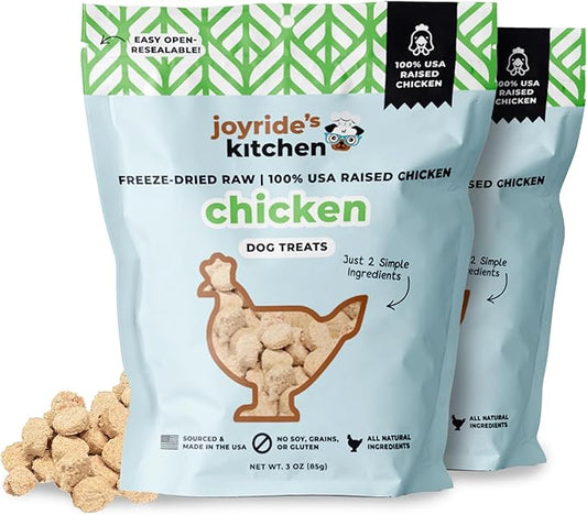 Joyride's Kitchen Freeze-Dried Chicken Liver Dog Treats, Single Ingredient, All-Natural, Protein-Rich Dog Training Treats, Made in USA - Perfect for Picky Eaters, Supports Rescue Dogs, Pack of 2