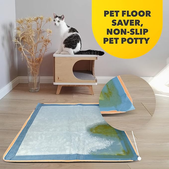 TidyFriend Dog Pee Pad Holder Tray Fits for 24” x 24” Wee Wee Pee Pads - Stable Grip, Raised Edges, Quick-Wipe Silicone Surface Dog Potty Tray Holder for Indoor Flooring Protection (Beige)