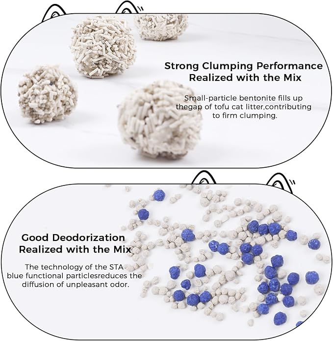 Mixed Cat Litter Fast Clumping,Ultra Absorbent,Natural Ingredients Litter,Water Dissolvable,Dust-Free,Low Tracking Bentonite Tofu Litter Odor Control(Peach, 16.5 Pounds)