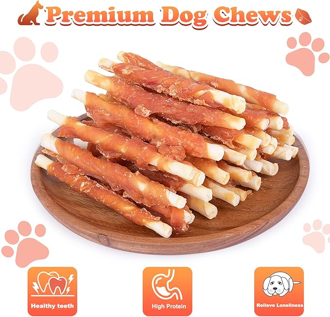 Chicken Wrapped White Rawhide Sticks Dog Treats Puppy Training Snacks Dog Chews Treats 2lb