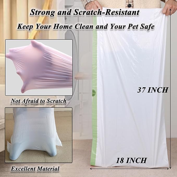 Suhaco Cat Litter Box Liners, Litter Pan Disposable Bags 2 Mil Thickened Cat Litter Liners with Drawstring 28 Pack Litter Bags for Easy Cleaning (L (Pack of 28))