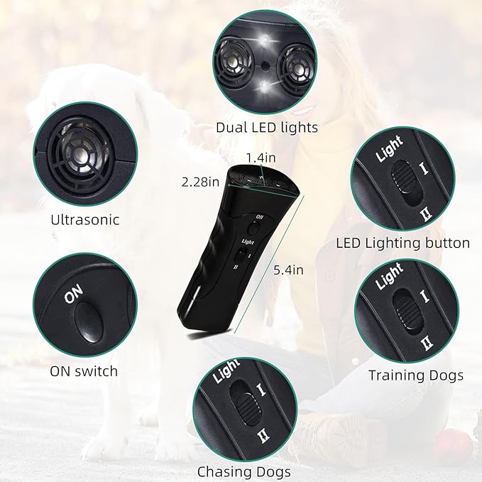 Dog Barking Control Devices,Anti Barking Device,Ultrasonic Dog Barking Control Devices & Training Tool,3 in 1 Bark Control Tool,Correct Poor Behavior, Indoor &Outdoor