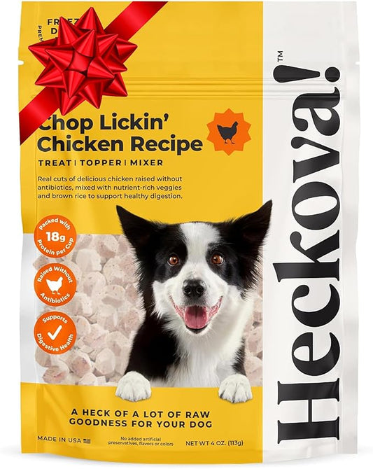Chop Lickin’ Chicken - Dog Treats Freeze Dried Chicken, Complete Meal & Topper, Real Cuts for Training - High Protein (21g Per Cup) Best Dog Stocking Stuffers, Made in The USA, 4oz Bag