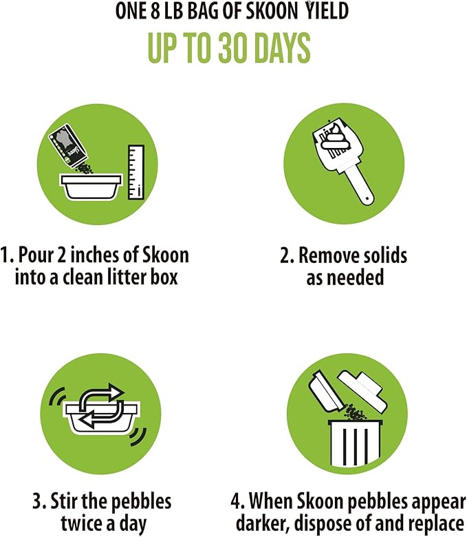 Skoon All Natural Cat Litter (2 Bags) - Original - Lightweight, Low Tracking, Non-Clumping Diatom Pebbles Absorb, Lock, and Seal Waste for Best Odor Control