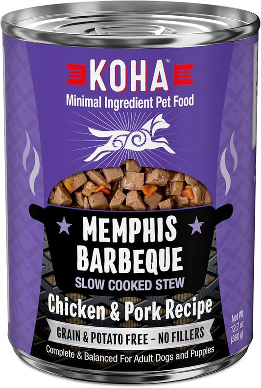 KOHA Memphis BBQ Stew for Dogs with Chicken and Pork, High Protein Wet Dog Food, 12.7oz Cans (Case of 12)