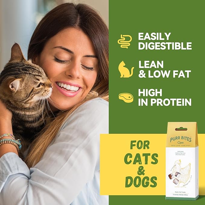 OPET Freeze Dried Chicken Cat Treats, Single Ingredient Grain Free High Protein Pet Food for Cats and Dogs, Healthy Training Snacks，Freeze Dried Food Topper (Chicken Cubes, 1.76 Ounce)