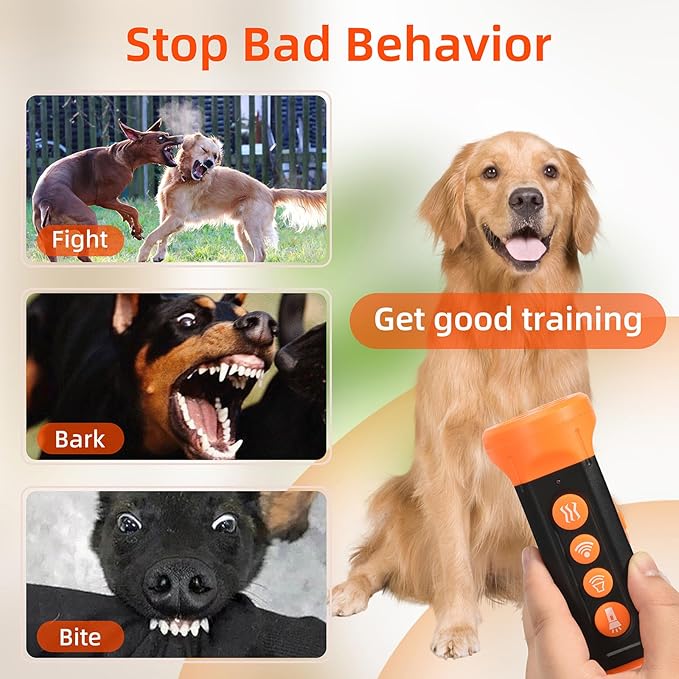 TMoMT Dog Bark Deterrent Device-Ultrasonic Anti-Barking Devices, Up to 50FT Long Range & Rechargeable Bark Control-Safe for Dogs Training-Indoor & Outdoor,Alternative to Collars and Bark Collars