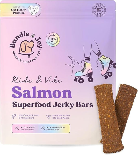 Superfood Dog Treats Salmon, Chicken or Beef Jerky Bars - Dog Treats for Snacks and Training – Made in USA - No Corn, Wheat or Soy – Poultry Free, 5oz or 16oz (Salmon (2 Lbs))