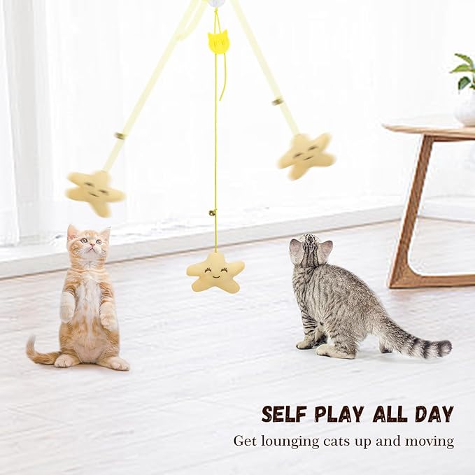 8 Pcs Interactive Cat Feather Teaser Toys with Bells,Retractable Hanging Design,Self-Play Fun for Kittens and Cats,Fun Exercise,Mental Physical Stimulation,Stress Relief for All Breeds