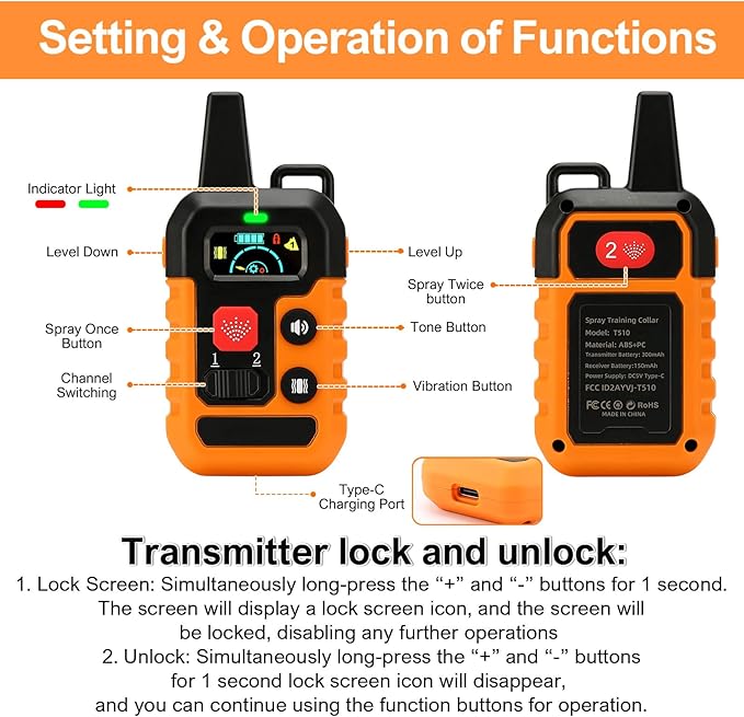 Citronella Training Collar for Dogs [2*Citronella Collar, No Automatic] with Beep/Vibration/Spray 4 Mode & 6 Adjustable Sensitivities Dog Training Collar, IPX7 Waterproof Bark Collars for S/M/L Dogs