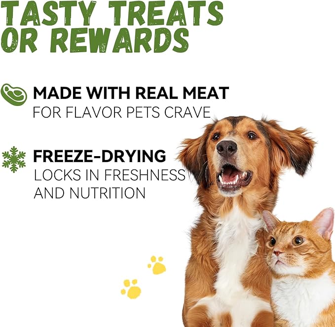 OPET Freeze Dried Chicken Cat Treats, Single Ingredient Grain Free High Protein Pet Food for Cats and Dogs, Healthy Training Snacks，Freeze Dried Food Topper (Chicken Cubes, 1.76 Ounce)