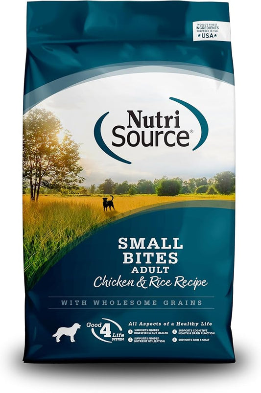 NutriSource Adult Dry Dog Food, Small Bites, Chicken and Rice, 4LB